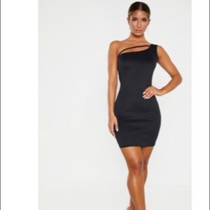 One shoulder sexy black dress